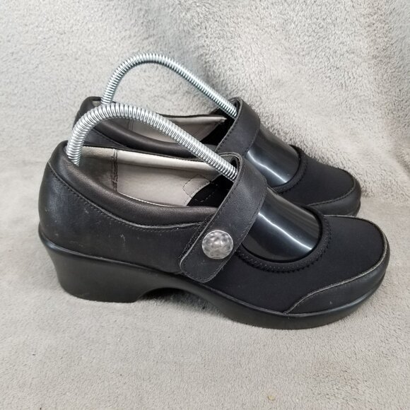 Alegria Shoes Womens EU 38 US 8-8.5 Maya Black Leather Mary Jane Clogs - Picture 5 of 13